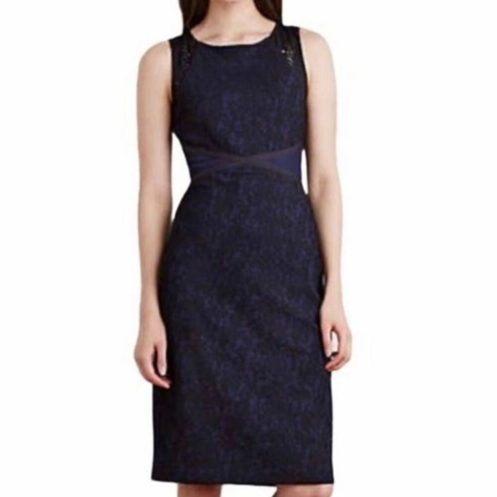 Moulinette Soeurs Blue Black Lace Dress Larkin SZ 4 Quiet Luxury Anthropologie